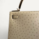Bolsa Hermès Kelly 28 Ostrich Parchemin com Ferragens Gold