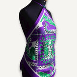 Blusa Valentino Scarf-Print Seda Halterneck