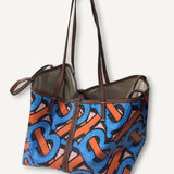 Bolsa Burberry  Mini Monograma Print Tote Praia Azul e Laranja