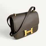Bolsa  Hermès Constance 18 Swift Etoupe com Ferragens Gold