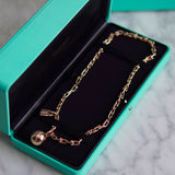 Pulseira Tiffany Duas Voltas de Elos Pequenos em Ouro Rosa