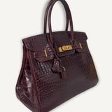Bolsa Hermès Birkin 25 Croco Matte Rouge com Ferragens Gold