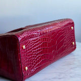 Bolsa Chanel Tote Calfskin Crocodile Embossed Burgundy