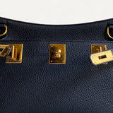Bolsa Hermès Jypsiere Noir com Ferragens Gold