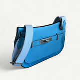 Bolsa Hermès Mini Jypsière Clemence Bleu Jeans Ferragens Palladium