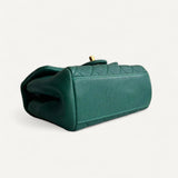 Bolsa Chanel Mini Flap Trapezio Top Handle Crossbody Verde com Ferragens Douradas