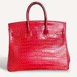 Bolsa Hermès Birkin 25 Croco Shiny Braise com Ferragens Gold