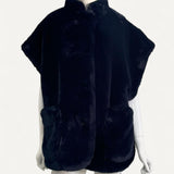 Colete Burberry com Pelos Azul - Tam G