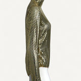 Body Burberry em Malha de Metal Dourada