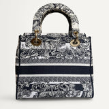 Bolsa Dior Medium Lady D-Lite Azul Palms Bordado