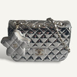 Bolsa Chanel Mirror Backpack w/ Star Coin Calfskin Prata