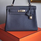 Bolsa Hermès Kelly 28 Togo Gris Misty com Ferragens Gold