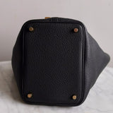 Bolsa Hermès Picotin 18 Clemence Noir com Ferragens Gold