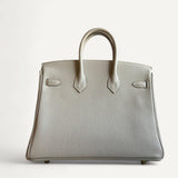 Bolsa Hermès Birkin 25 Gris Neve com Ferragens Gold