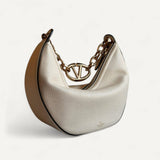 Bolsa Valentino Leather V-logo Moon Hobo Off-White