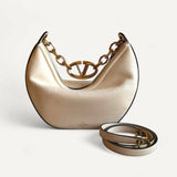 Bolsa Valentino Leather V-logo Moon Hobo Off-White