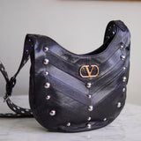 Bolsa Valentino Garavani Hoboho Hobo Em Chevron-Patterned Couro Nappa Com Ferragens
