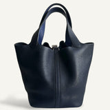 Bolsa Hermés Picotin 22 Clemence Bleu Navy com Ferragens Palladium