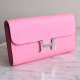 Bolsa Hermès Constance Wallet To Go Epsom Rose Azalee com Ferragens Palladium