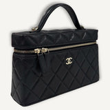 Bolsa Chanel Black Small Caviar Vanity com Ferragens Douradas