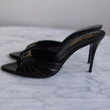 Mule Saint Laurent Babylone Couro Preto