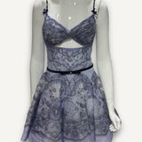 Vestido Zimmermann Crush Embellished Velvet-Trimmed Printed Linen and Silk- Blend Mini Dress