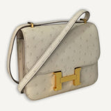 Bolsa Hermès Constance 18 Ostrich Nata com Ferragens Gold