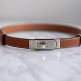 Cinto Hermès Kelly Epsom Gold com Ferragens Palladium
