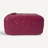 Bolsa Chanel Quilted Top Handle Pink Vanity Bag  Lambskin Gold Hardware