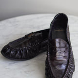 Mocassim Saint Laurent Le Lofer Couro de Hagfish Burgundy