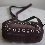 Bolsa Valentino Nellcotê Camurça Marrom com Ferragens Prata
