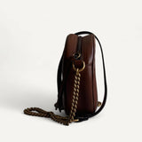 Bolsa Gucci Matelassê Mini GG Marmont Round Marrom