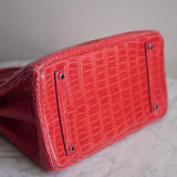 Bolsa Hermès Birkin 35 Crocodille Rouge Com Ferragens Palladium