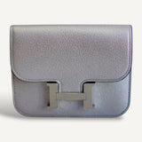 Carteira Constance Slim GoatSkin Prata com Ferragens Palladium