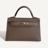 Bolsa Hermès Mini Kelly Epsom Etoupe com Ferragens Palladium