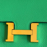 Carteira Hermés Constance Wallet Slim Vert Comics com Ferragens Gold