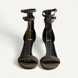 Sandália Balmain Brown Suede Rudie Heeled Sandals