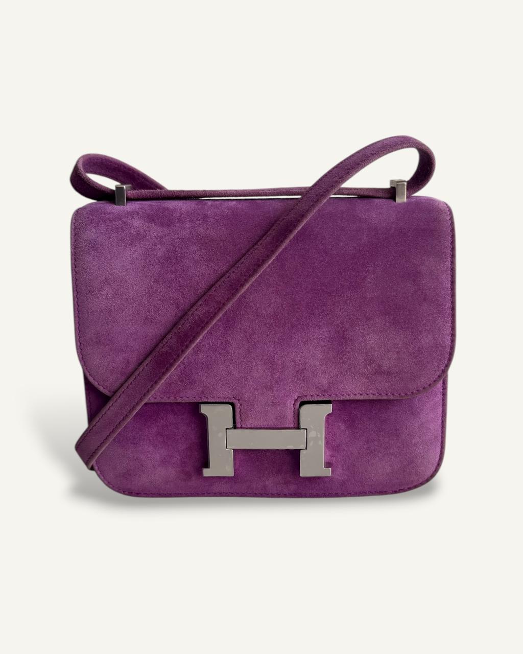Bolsa Hermès Constance 18 Doblis Violet Clair com Ferragens