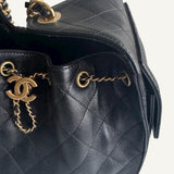 Bolsa Chanel 25 Small Caviar Preta com Ferragens Douradas