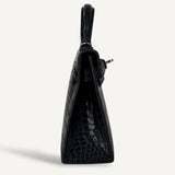 Bolsa Hermès mini kelly alligator Matte Noir com Ferragens Palladium