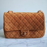Bolsa Chanel Classic Flap Suede Caramelo