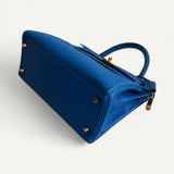 Bolsa Hermès Kelly 28 Togo Bleu Mykonos com Ferragens Gold