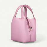 Bolsa Hermès Picotin 18 Clemence Mauve Pale com Ferragens Palladium
