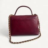 Bolsa Chanel Medium Trendy CC Burgundy com Ferragens Douradas