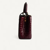  Bolsa Louis Vuitton Mini Capucine Croco Burgundy com Ferragens Douradas