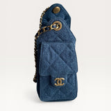 Bolsa Chanel 25 Mini Denim com Ferragens Douradas