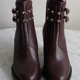 Bota Valentino Rockstud Couro Marrom