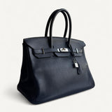 Bolsa Hermès Birkin 35 Noir com Ferragens Palladium