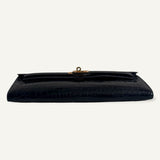 Bolsa Hermès Kelly Cut Croco Porosus Shiny Bleu Nuit com Ferragens Gold