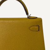 Bolsa Hermès Mini Kelly Chevre Verso Jaune de naples | Rose Extreme com Ferragens Palladium